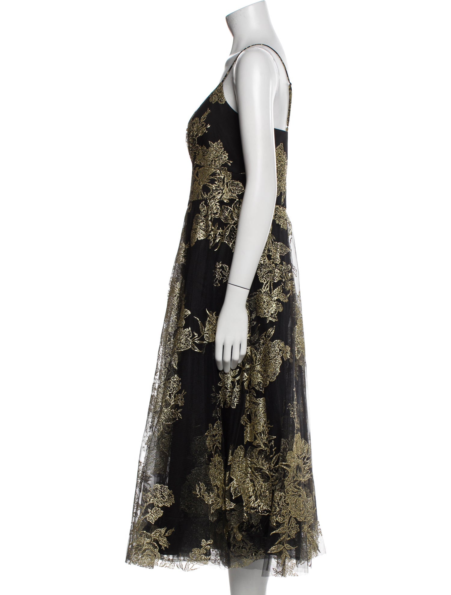 Marchesa Notte Lace Pattern Midi Length Dress