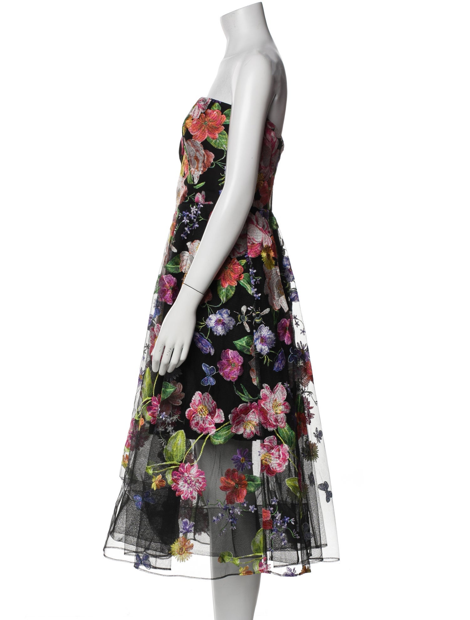 Marchesa Notte Floral Print Knee-Length Dress