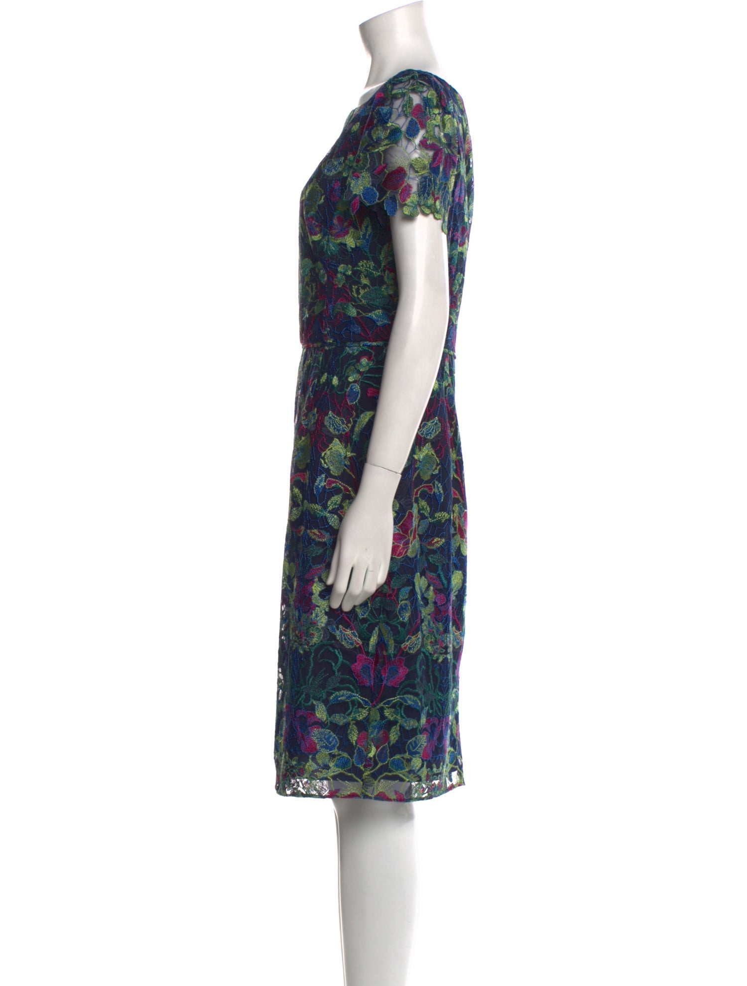Marchesa Notte Floral Print Knee-Length Dress