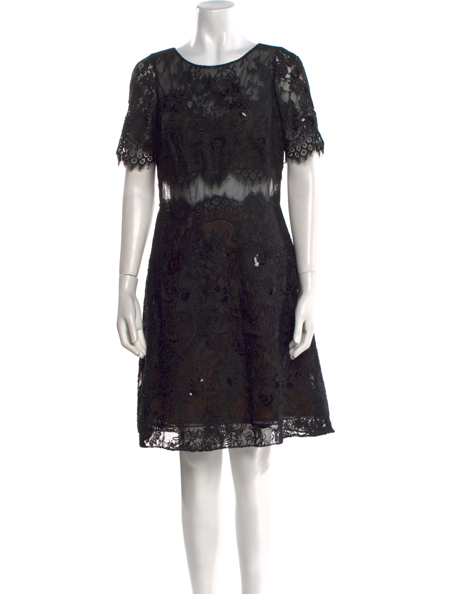 Marchesa Notte Lace Pattern Mini Dress
