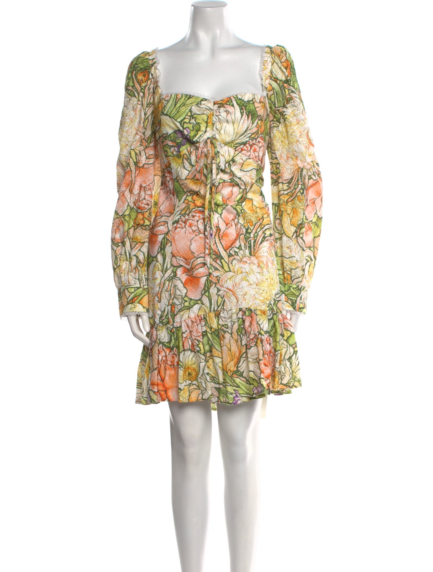 Marchesa Notte Floral Print Knee-Length Dress