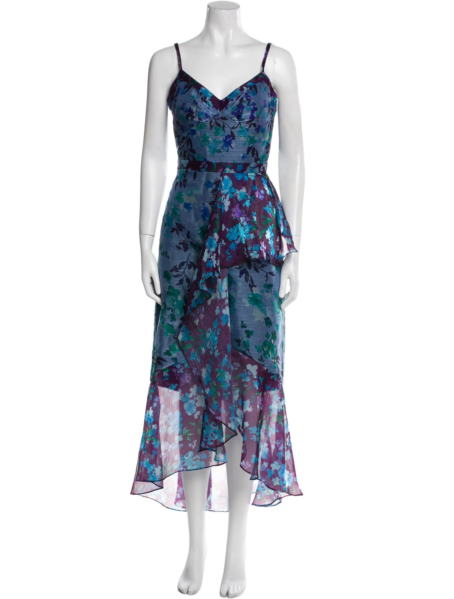 Marchesa Notte Floral Print Long Dress