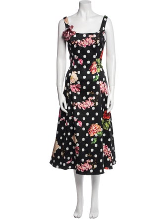 Marchesa Notte Floral Print Midi Length Dress