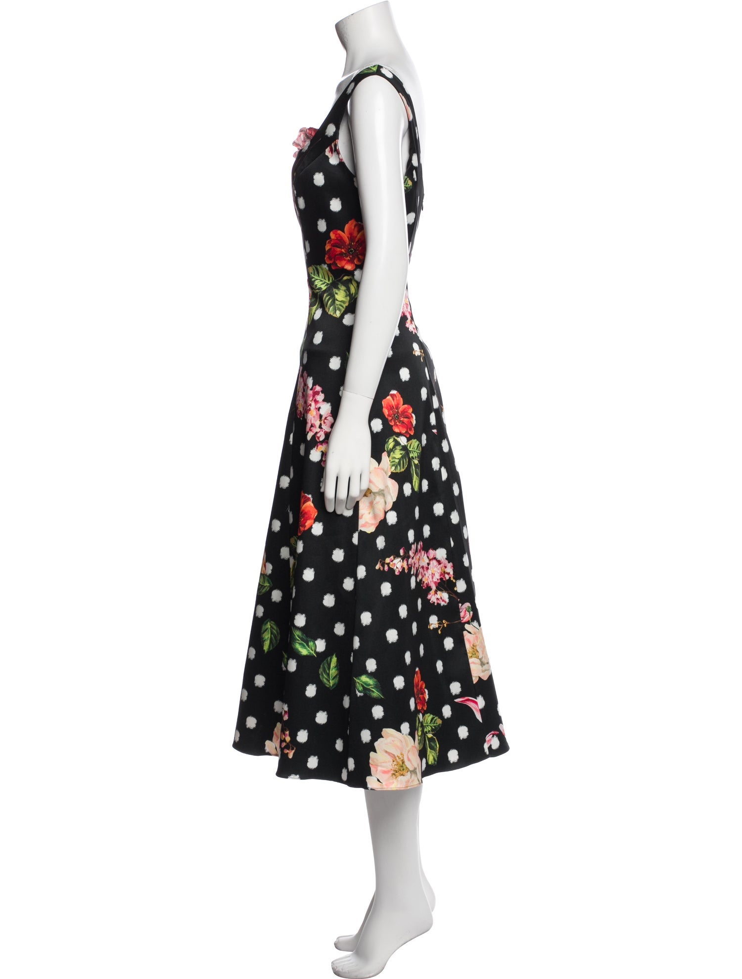 Marchesa Notte Floral Print Midi Length Dress