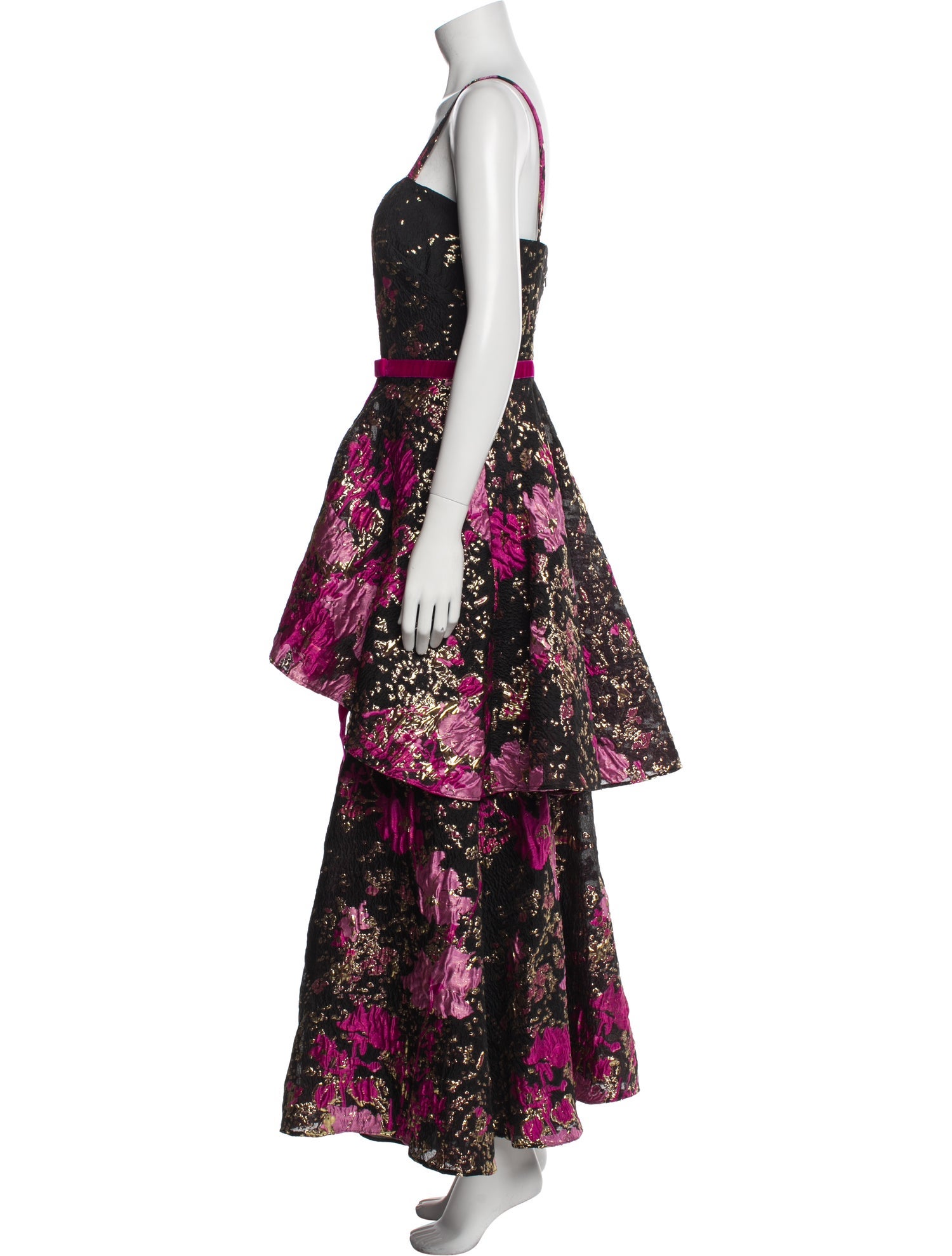 Marchesa Notte Floral Print Long Dress