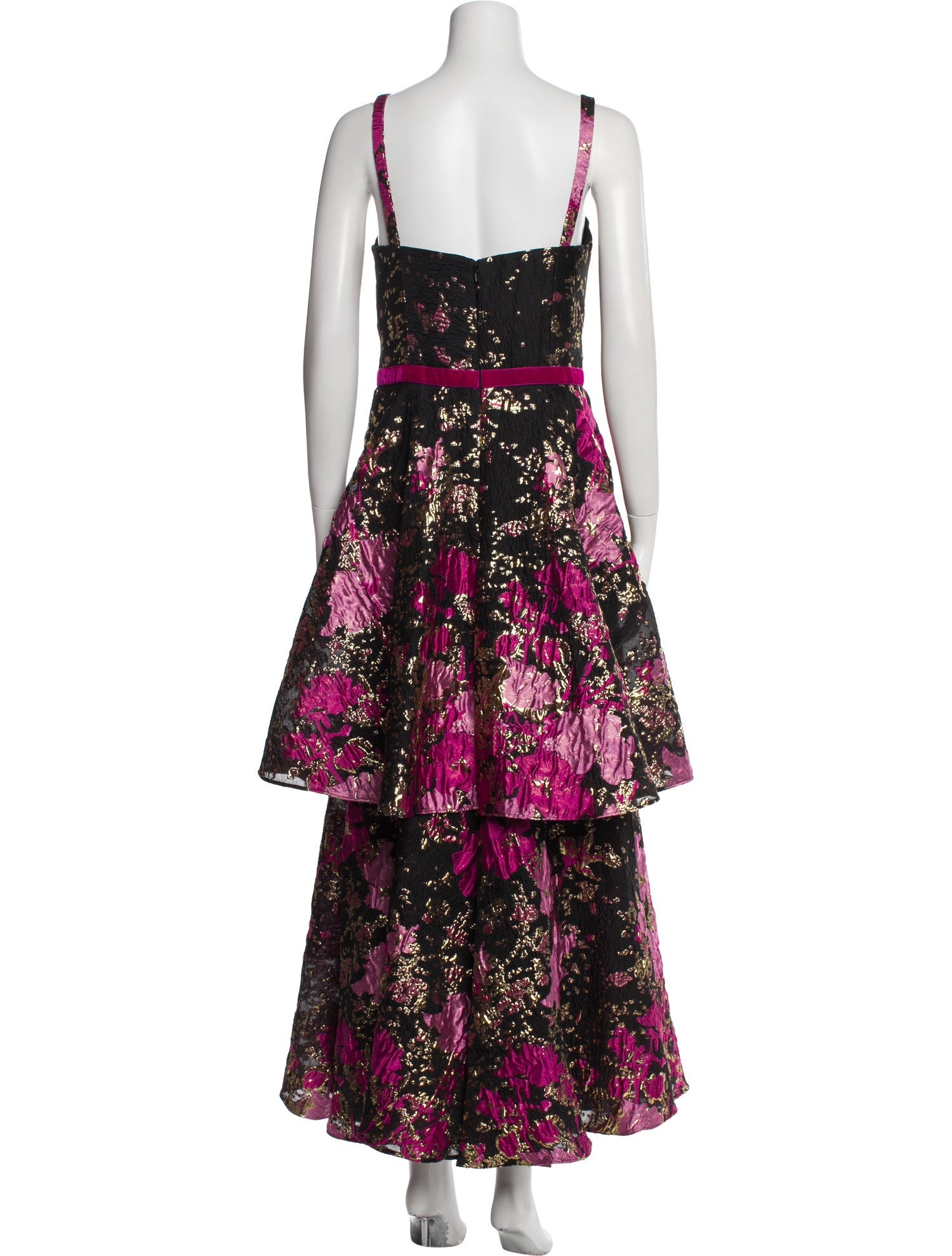 Marchesa Notte Floral Print Long Dress