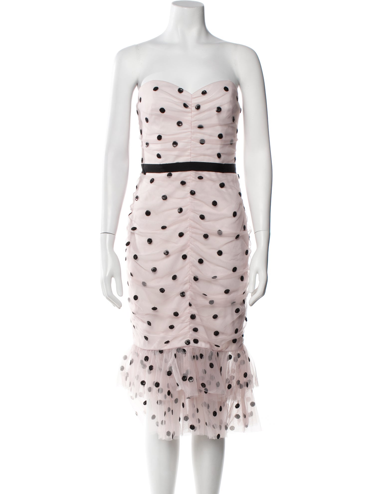 Marchesa Notte Polka Dot Print Knee-Length Dress