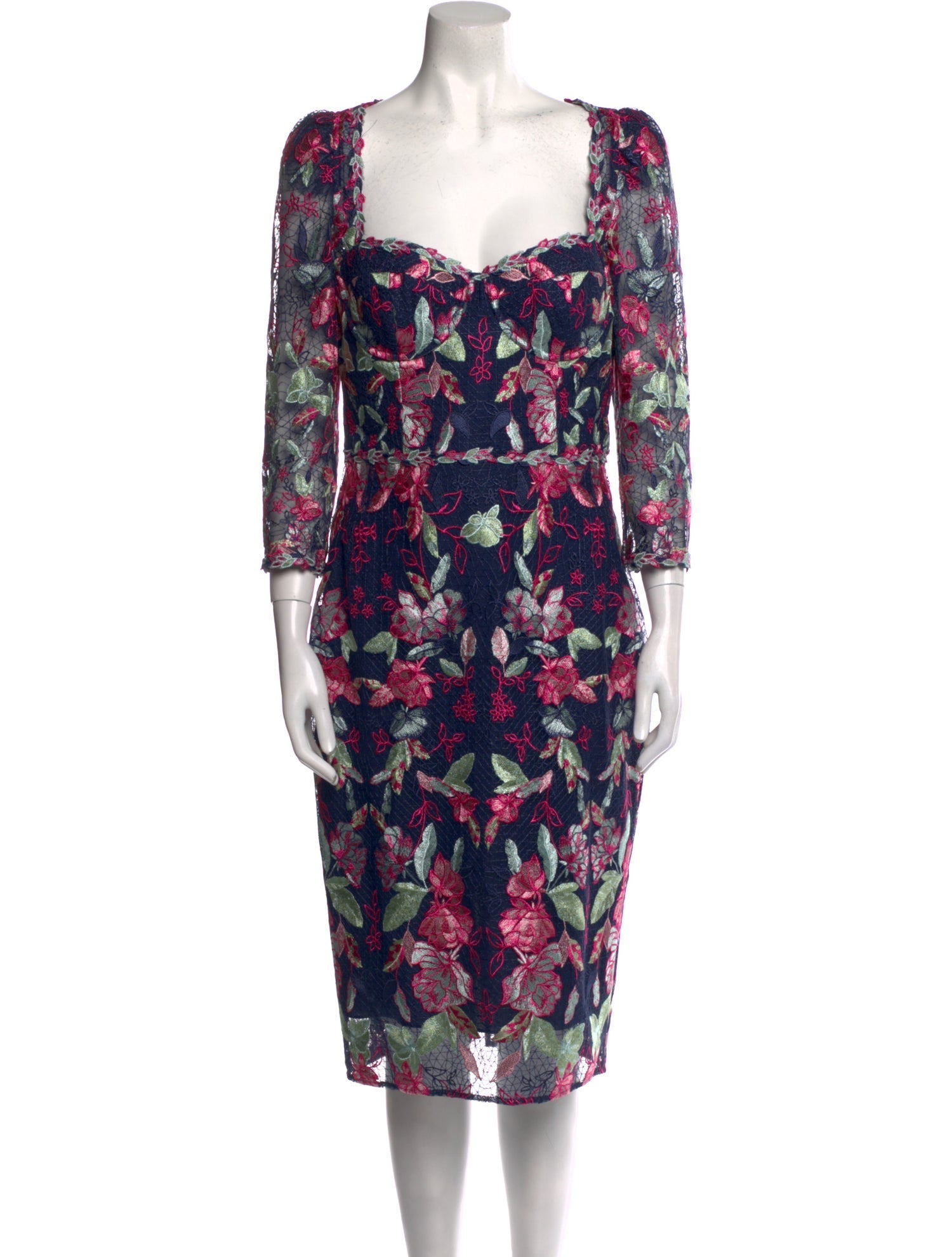 Marchesa Notte Nylon Midi Length Dress