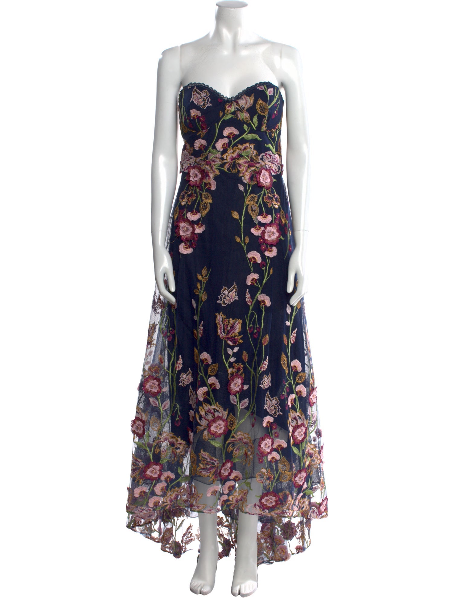 Marchesa Notte Floral Print Long Dress