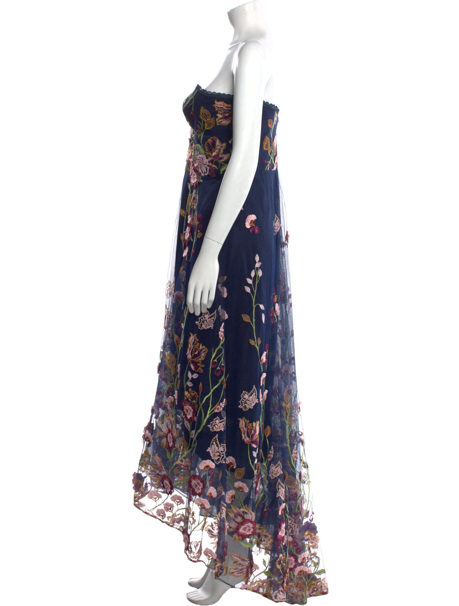 Marchesa Notte Floral Print Long Dress