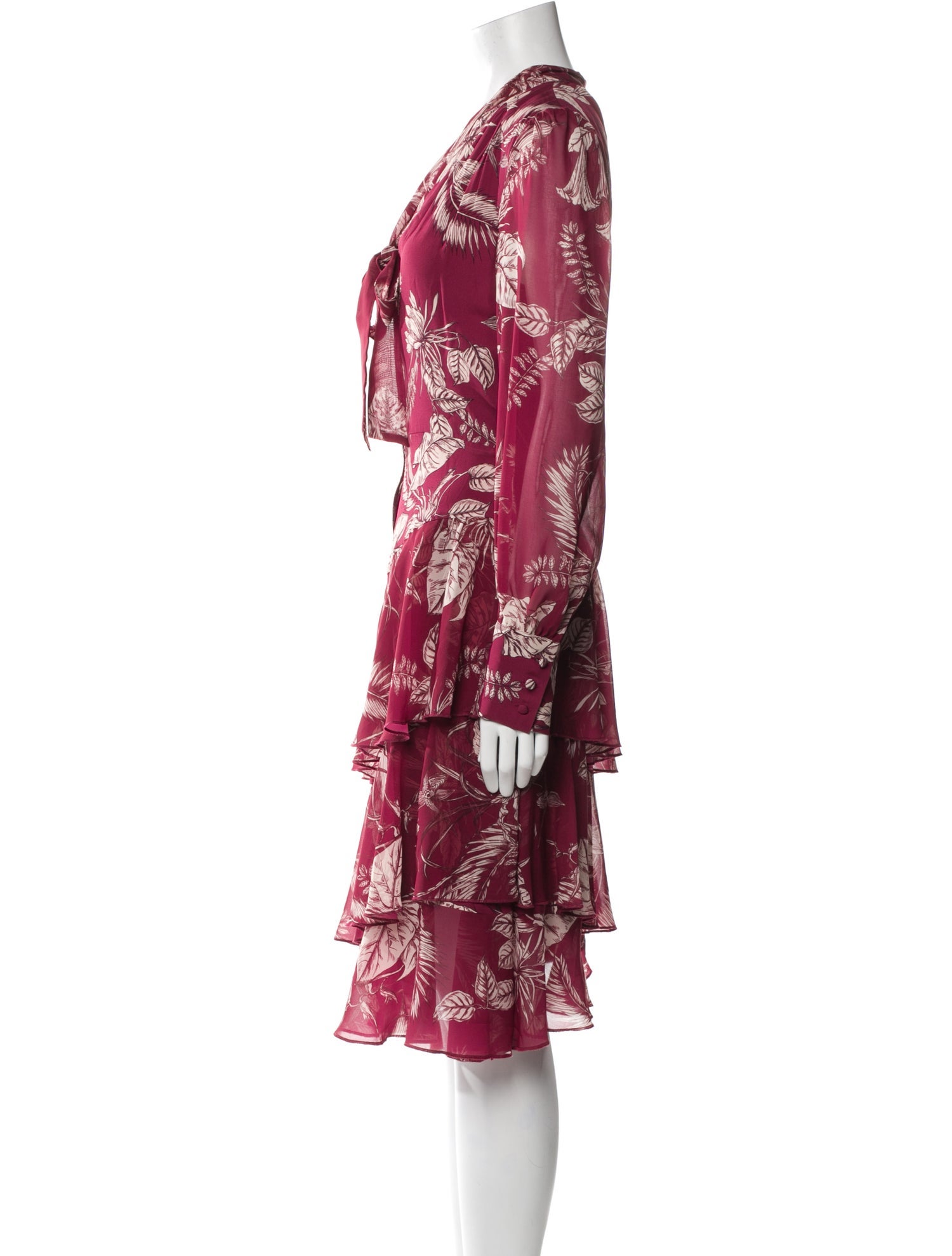 Marchesa Notte Floral Print Midi Length Dress