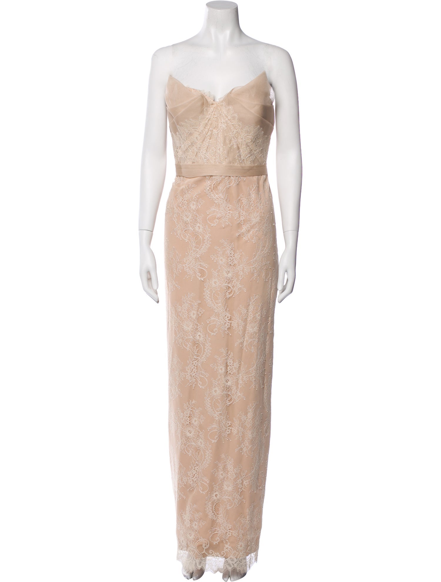 Marchesa Notte Lace Pattern Long Dress