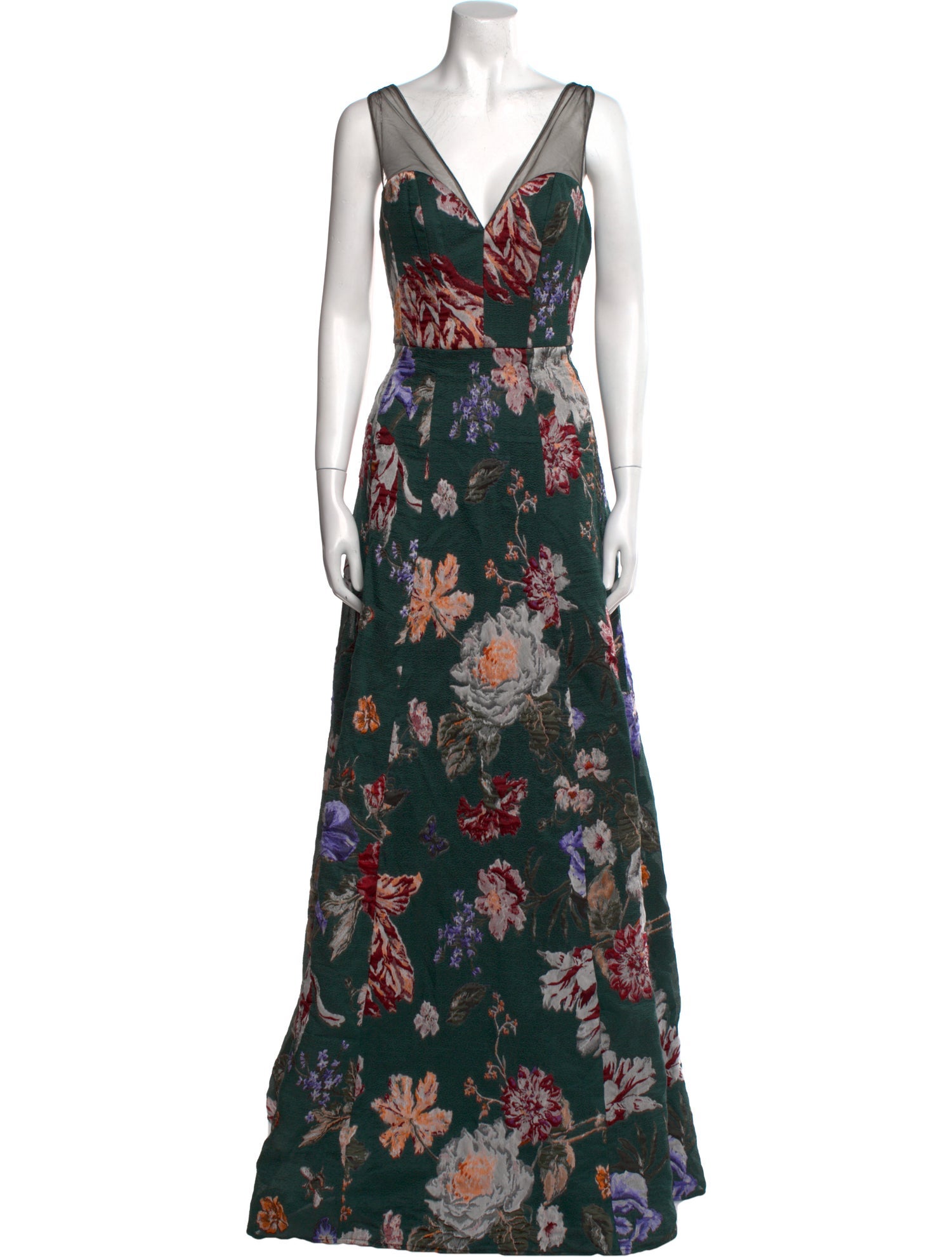 Marchesa Notte Floral Print Long Dress