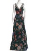 Marchesa Notte Floral Print Long Dress