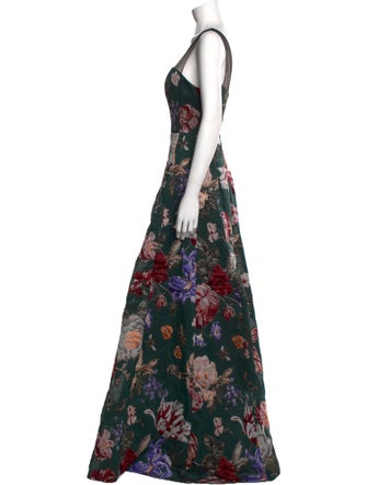 Marchesa Notte Floral Print Long Dress