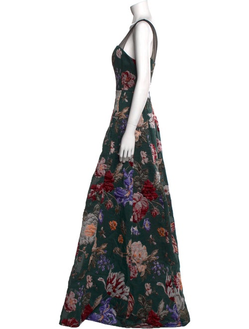 Marchesa Notte Floral Print Long Dress