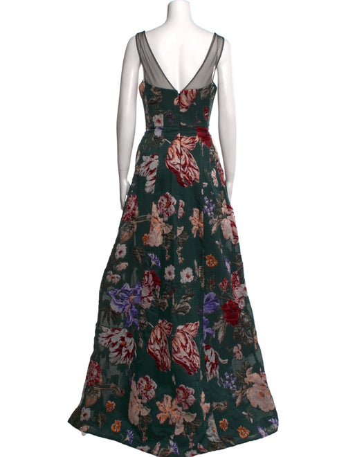 Marchesa Notte Floral Print Long Dress