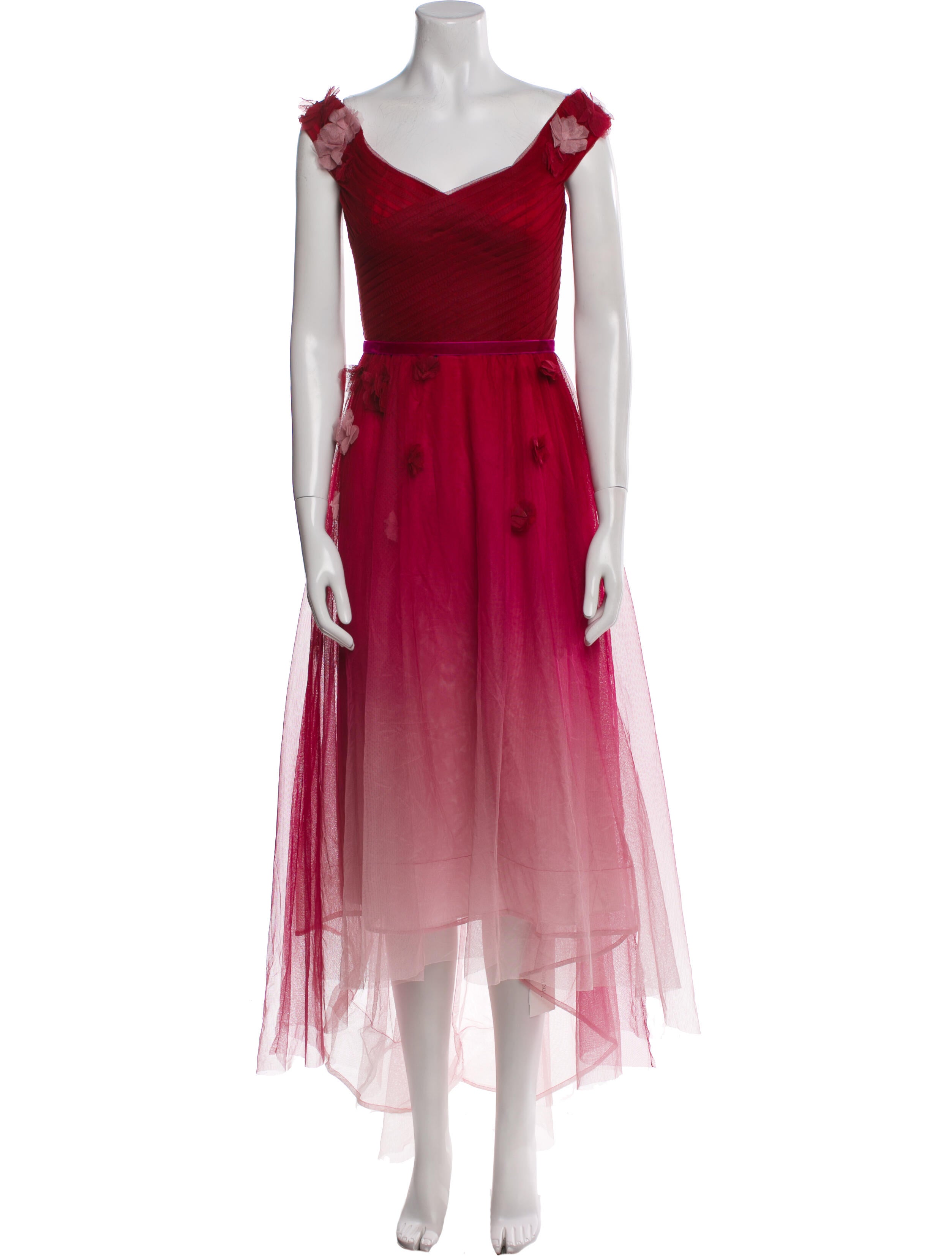 Marchesa Notte V-Neck Long Dress