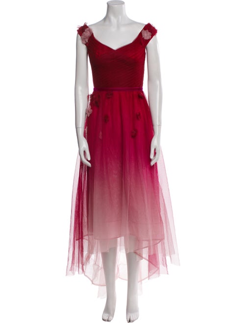 Marchesa Notte V-Neck Long Dress