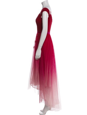 Marchesa Notte V-Neck Long Dress