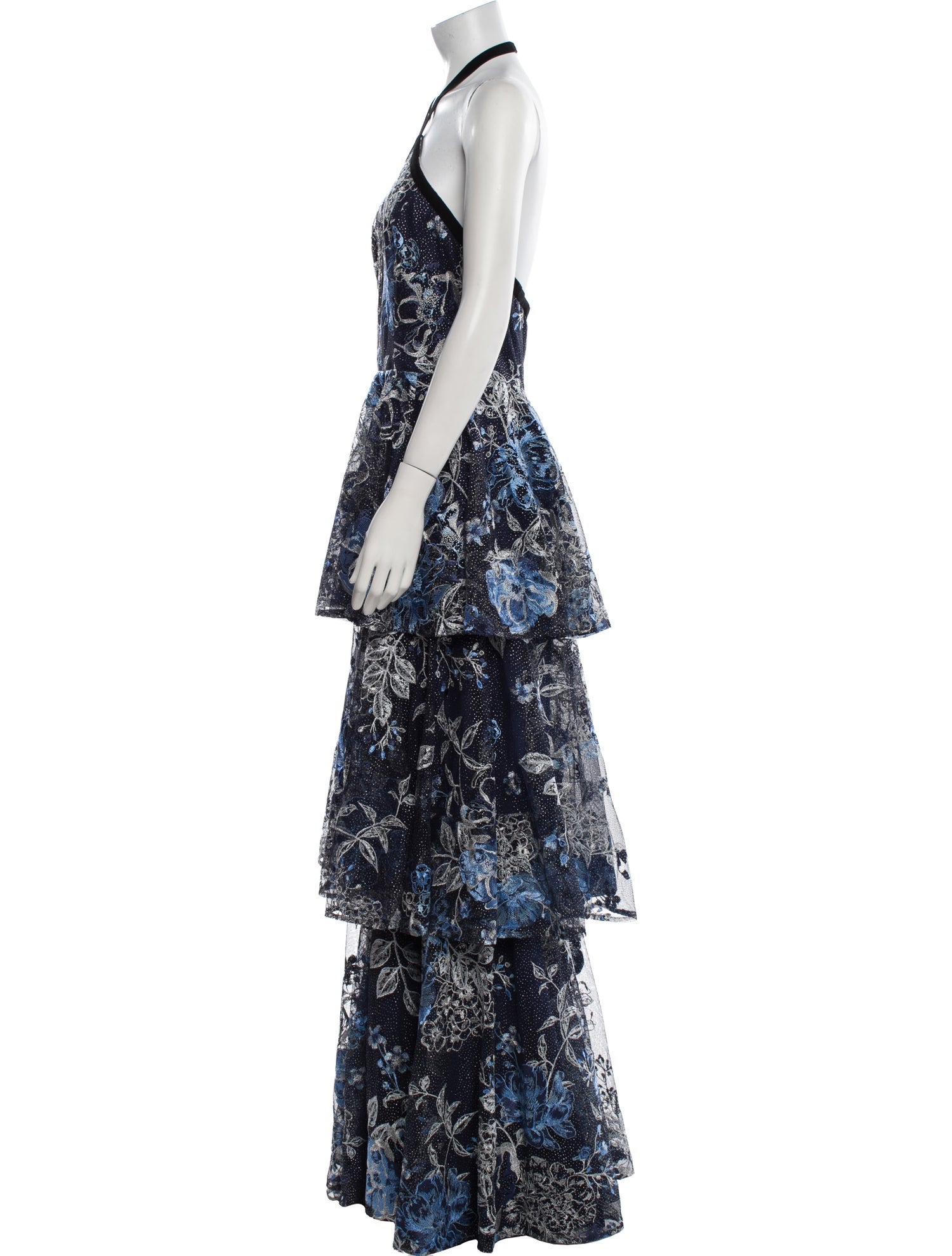 Marchesa Notte Floral Print Long Dress