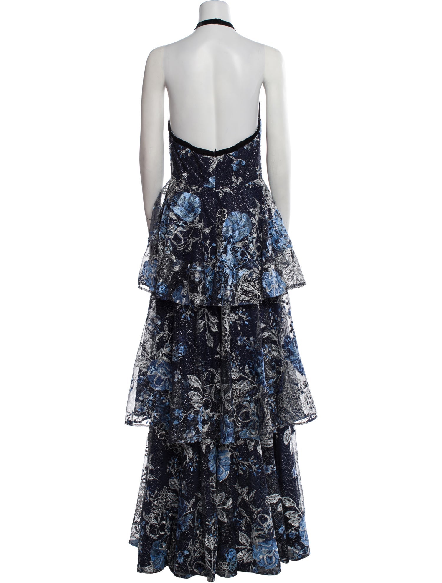 Marchesa Notte Floral Print Long Dress