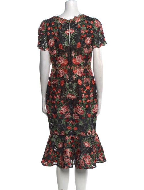 Marchesa Notte Lace Midi Length Dress