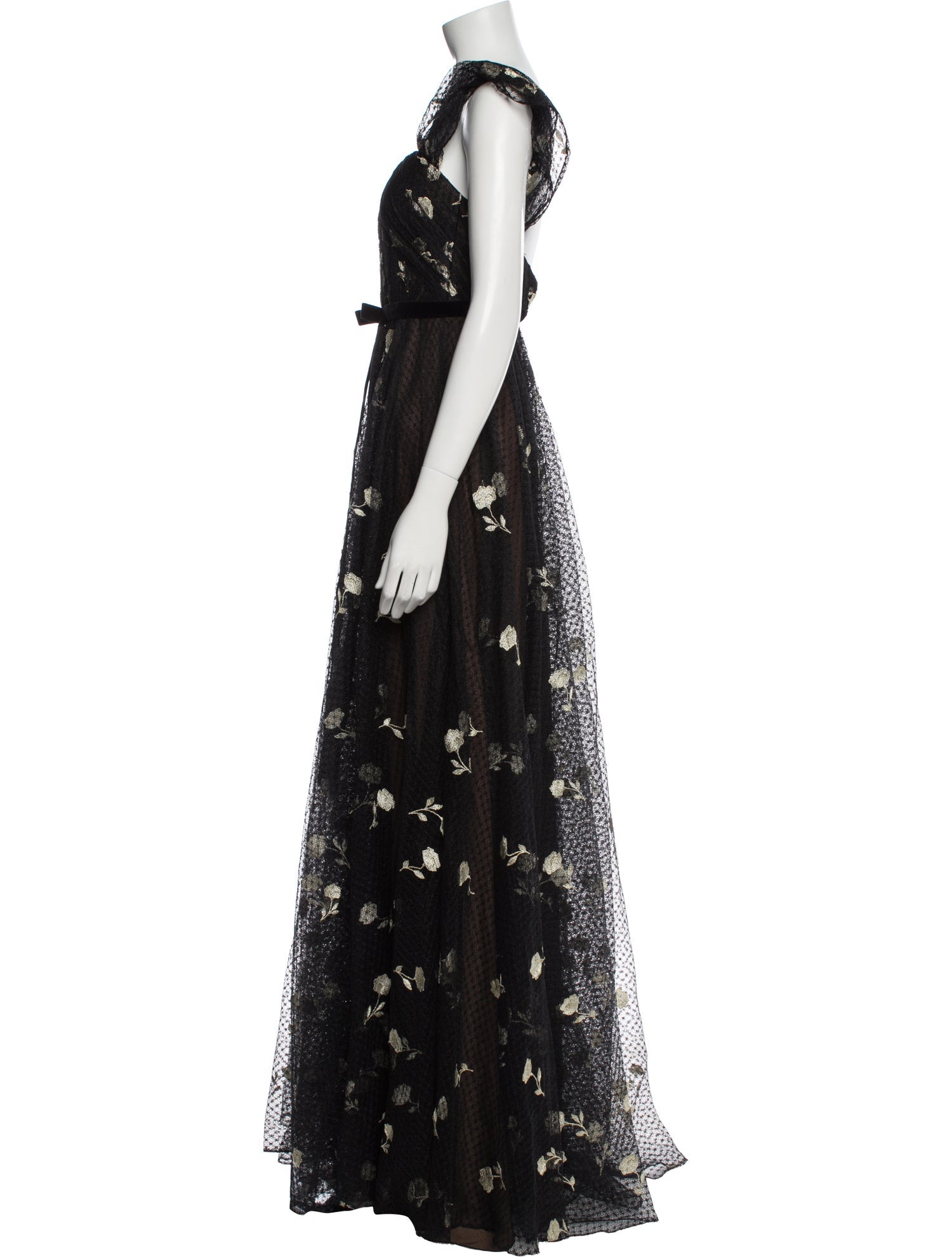 Marchesa Notte Lace Pattern Long Dress