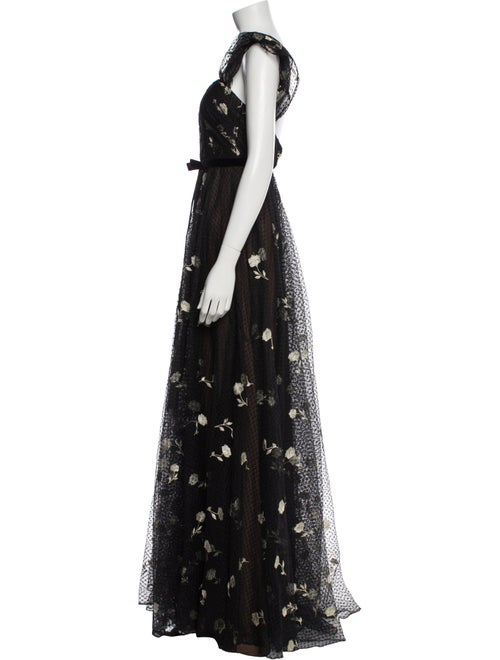 Marchesa Notte Lace Pattern Long Dress