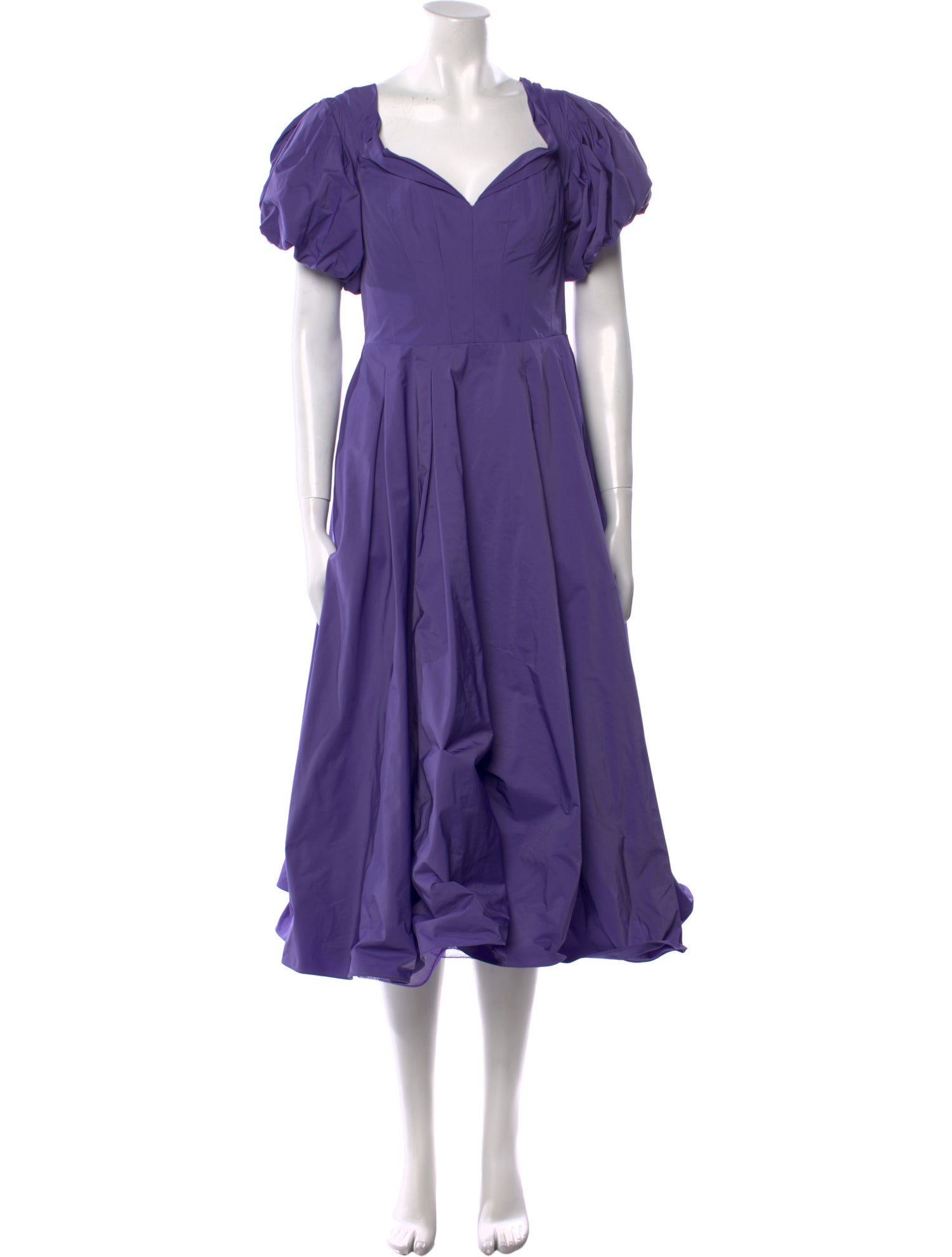 Marchesa Notte Square Neckline Midi Length Dress