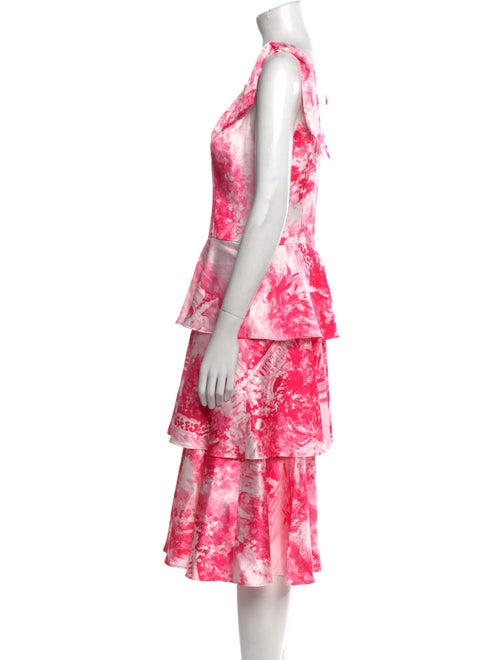 Marchesa Notte Tie-Dye Print Midi Length Dress
