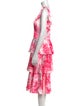 Marchesa Notte Tie-Dye Print Midi Length Dress