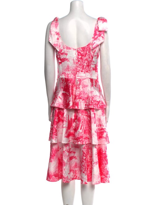 Marchesa Notte Tie-Dye Print Midi Length Dress