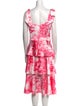 Marchesa Notte Tie-Dye Print Midi Length Dress
