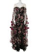 Marchesa Notte Floral Print Long Dress