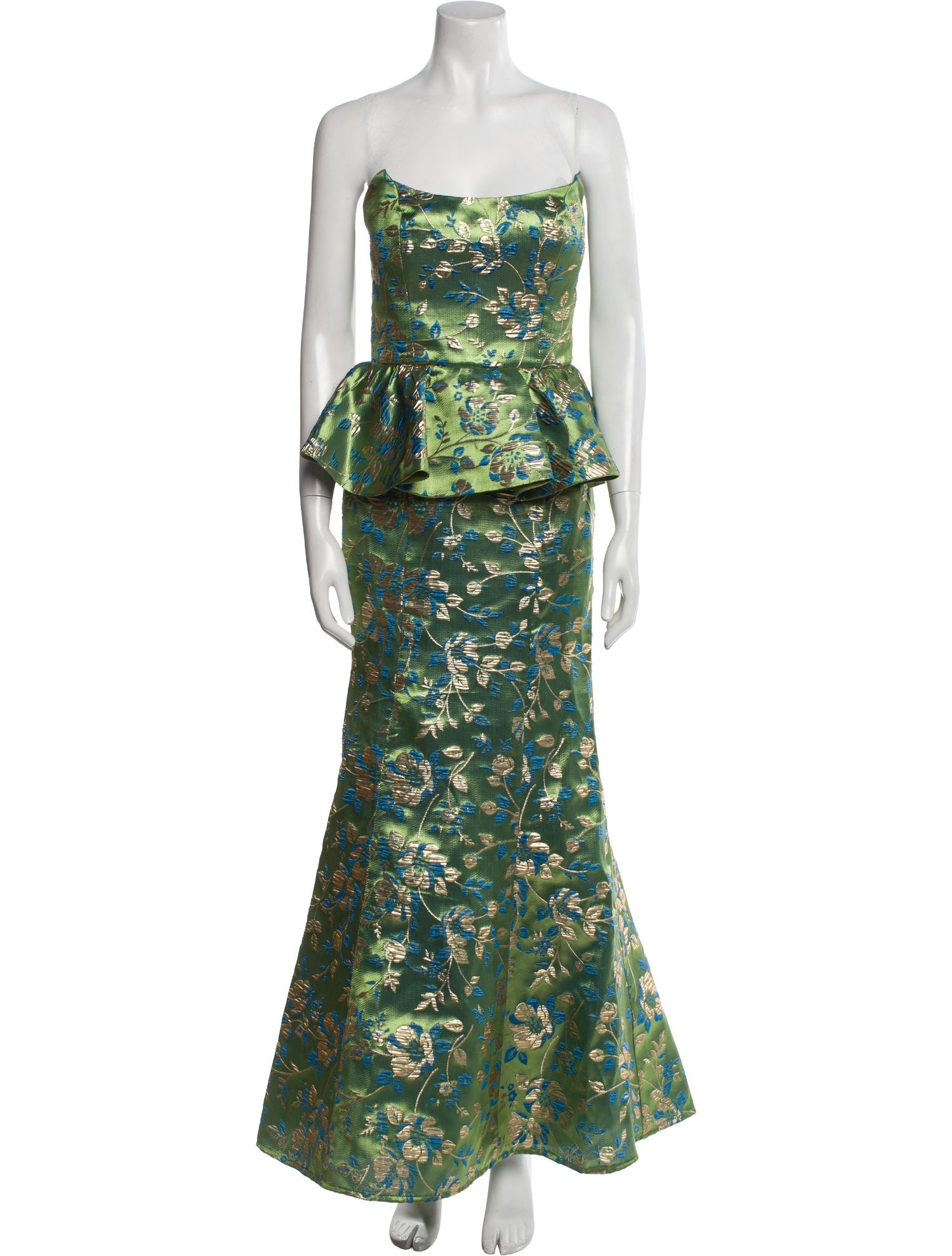 Marchesa Notte Floral Print Long Dress