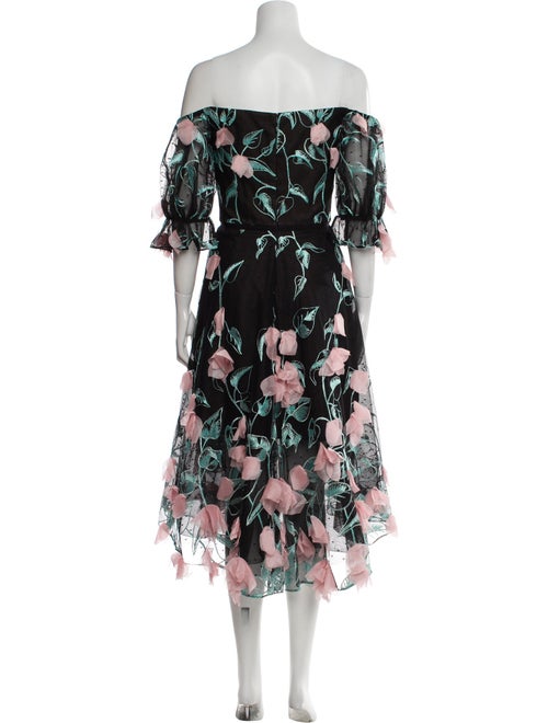 Marchesa Notte Floral Print Midi Length Dress