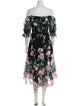 Marchesa Notte Floral Print Midi Length Dress