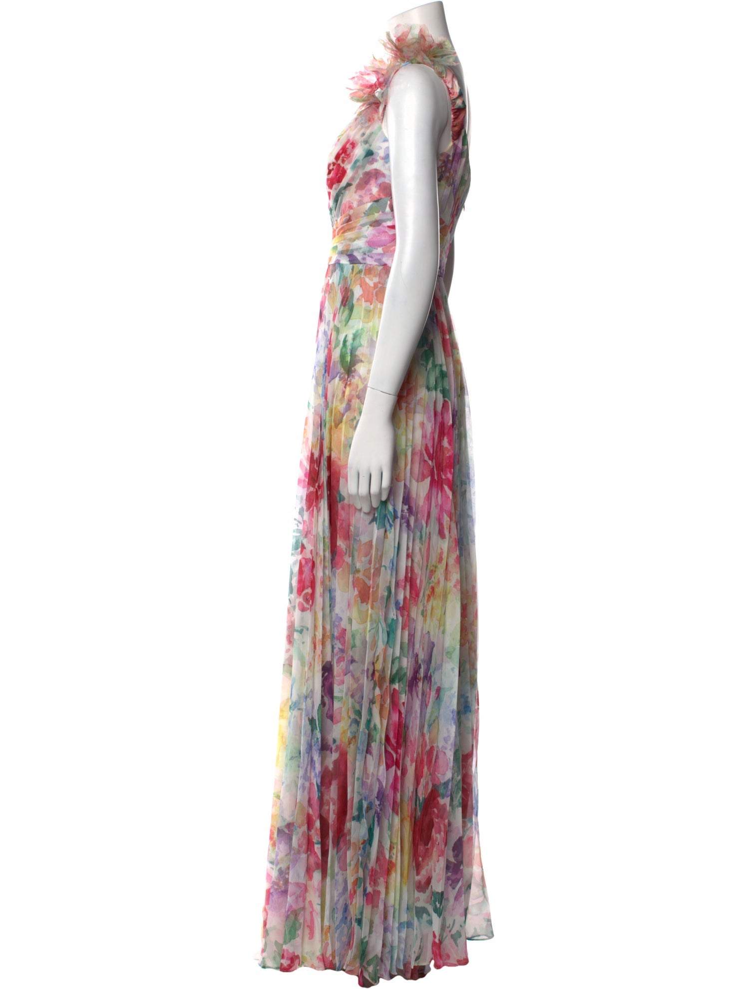 Marchesa Notte Floral Print Long Dress