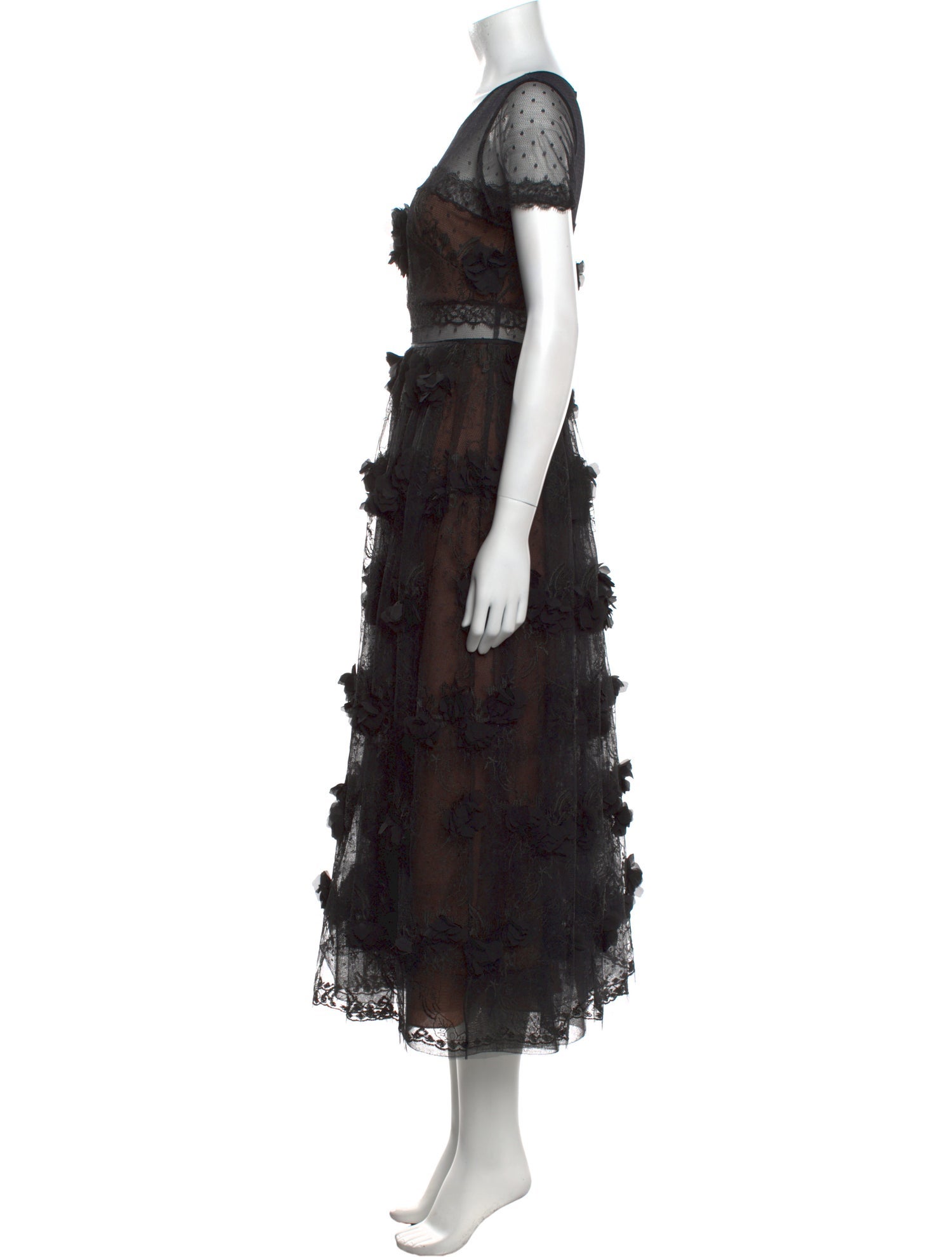 Marchesa Notte Lace Pattern Midi Length Dress