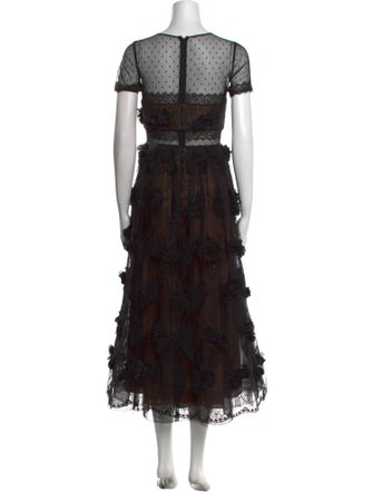Marchesa Notte Lace Pattern Midi Length Dress