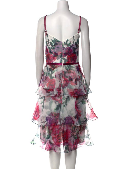 Marchesa Notte Floral Print Midi Length Dress