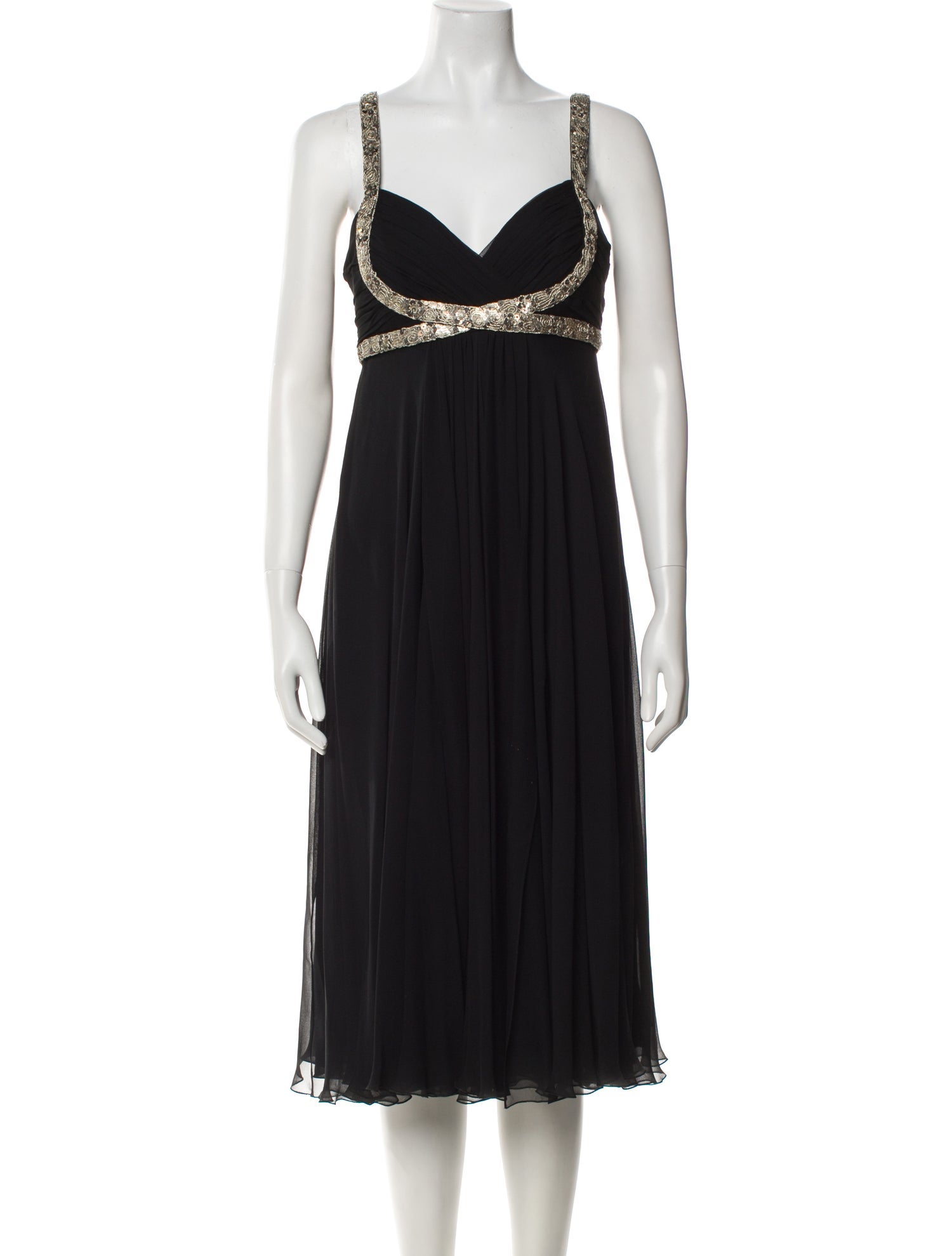 Marchesa Notte Silk Midi Length Dress