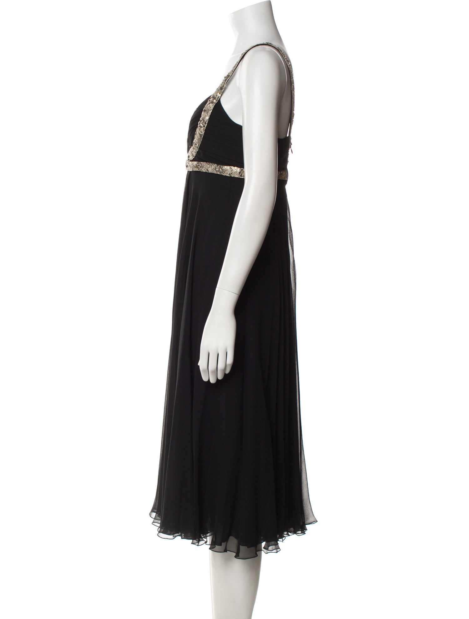 Marchesa Notte Silk Midi Length Dress