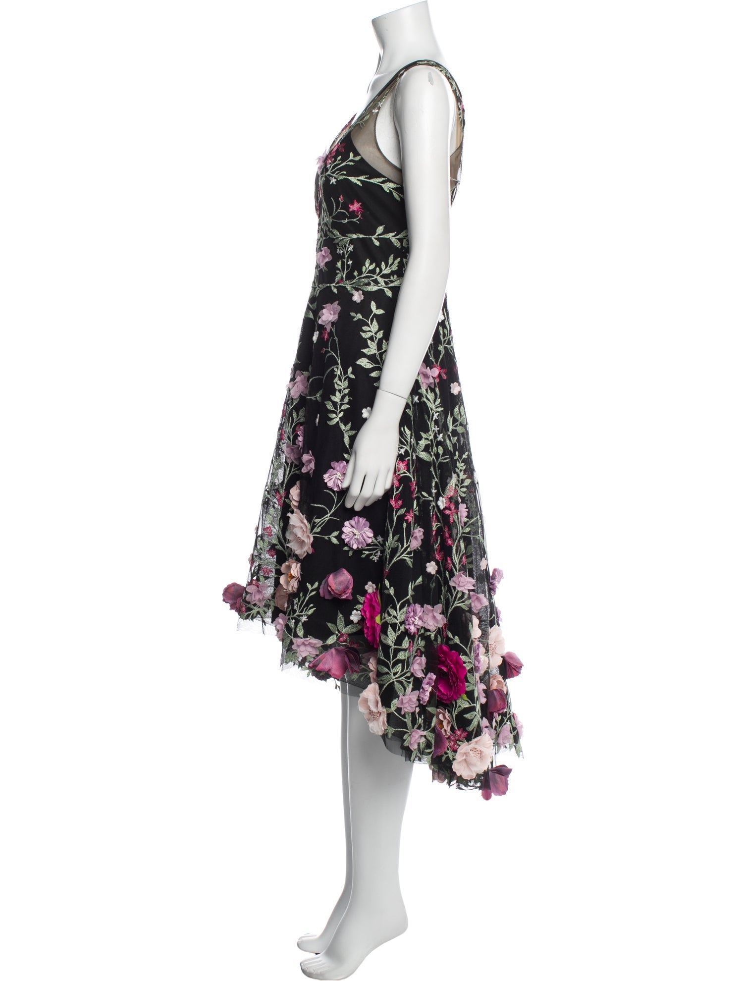 Marchesa Notte Nylon Midi Length Dress