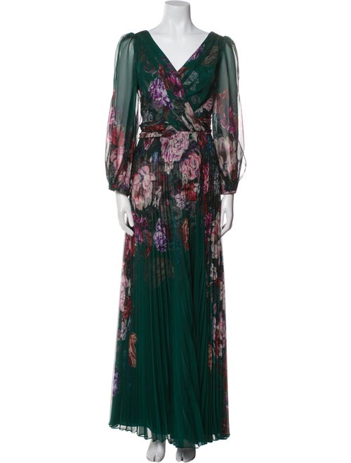 Marchesa Notte Printed Long Dress