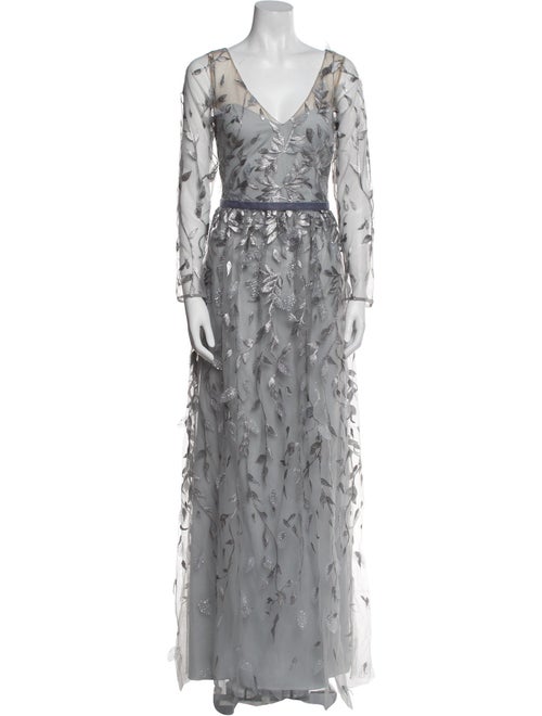 Marchesa Notte Printed Long Dress
