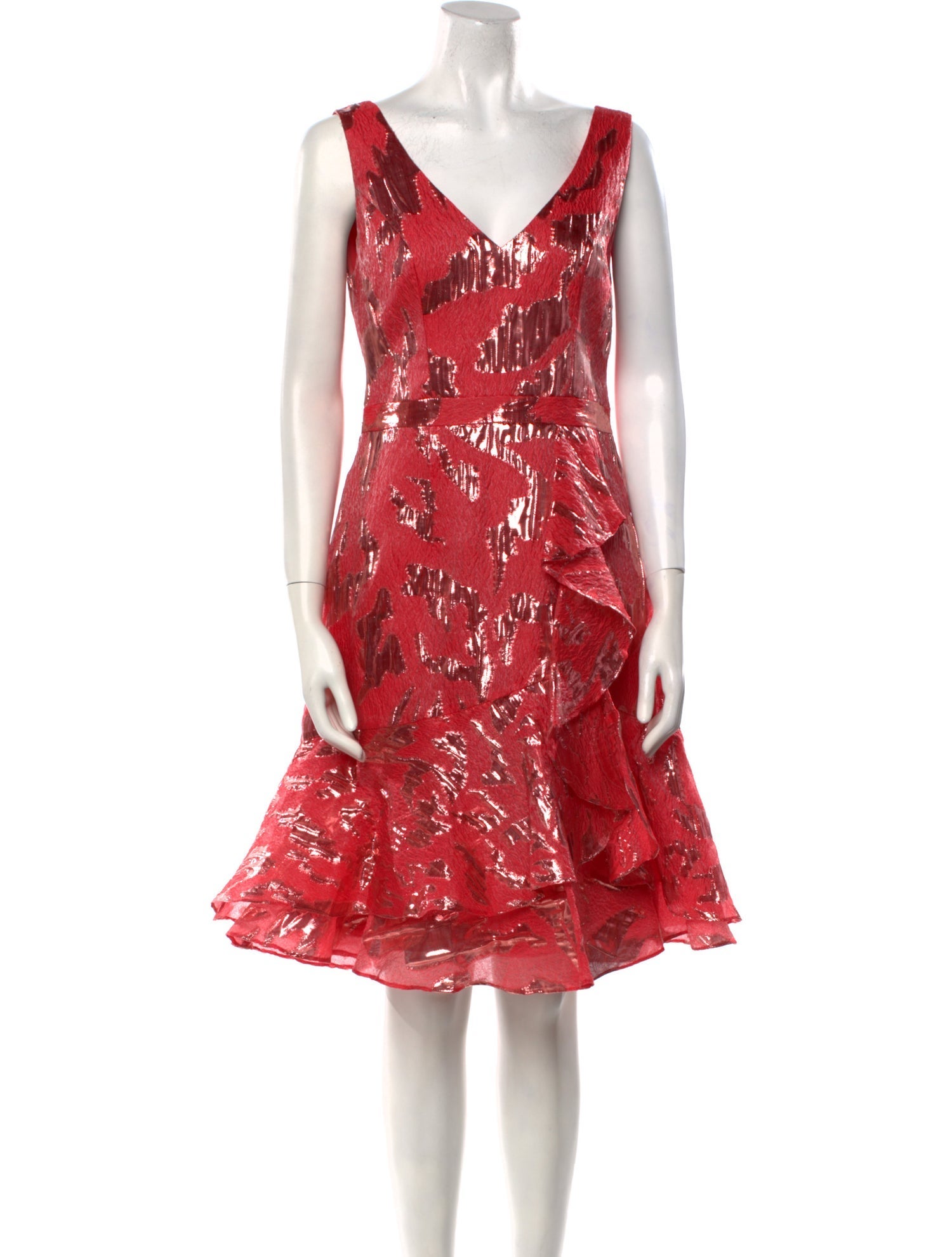 Marchesa Notte V-Neck Knee-Length Dress w/ Tags