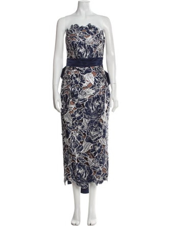 Marchesa Notte Printed Long Dress