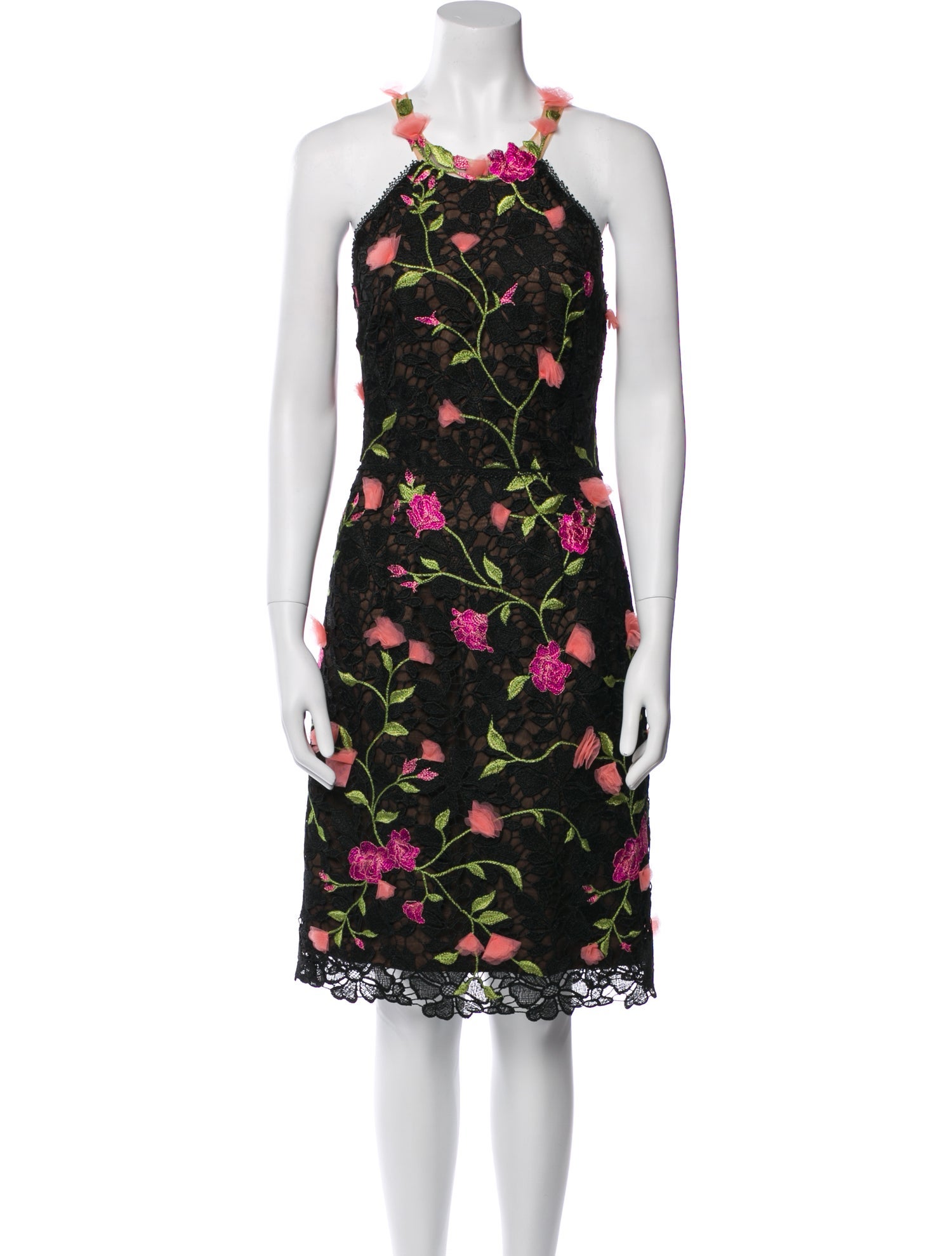 Marchesa Notte Floral Print Knee-Length Dress